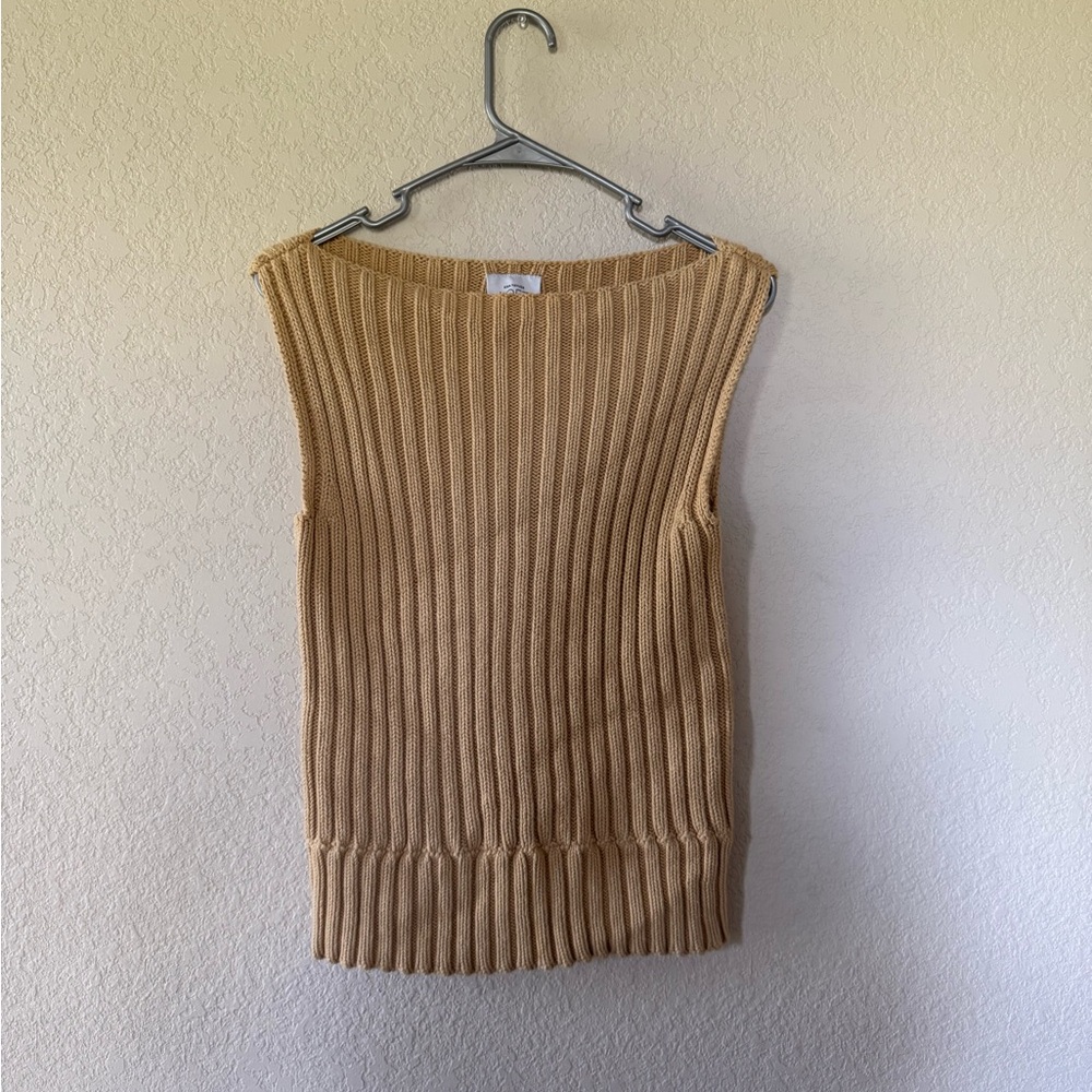LOFT Tan Ribbed Sleeveless Blouse